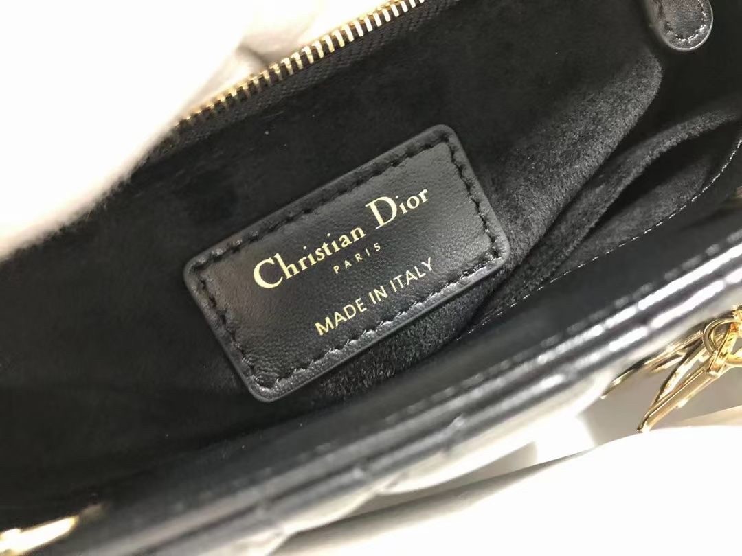 D*or medium lady D*or bag in black cannage lambskin
