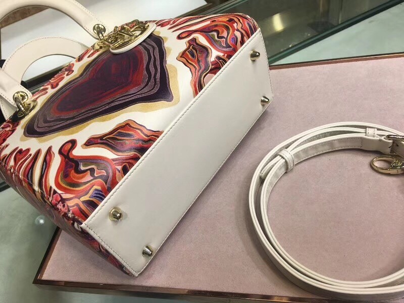 D*or medium lady D*or bag printed with heart