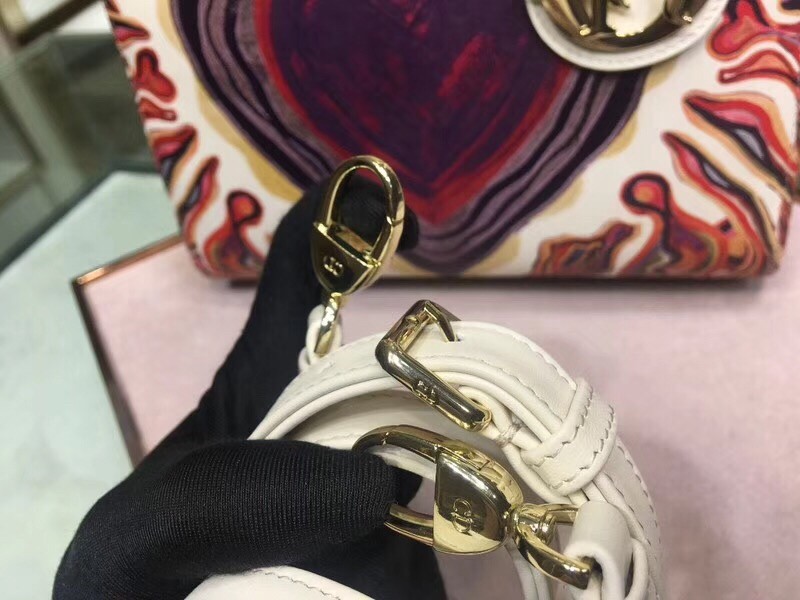 D*or medium lady D*or bag printed with heart