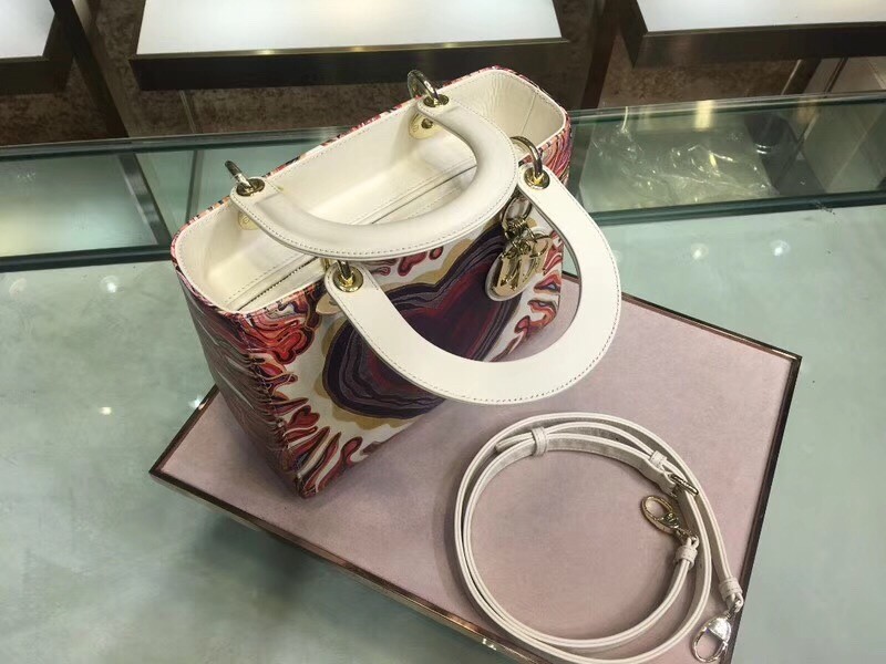 D*or medium lady D*or bag printed with heart