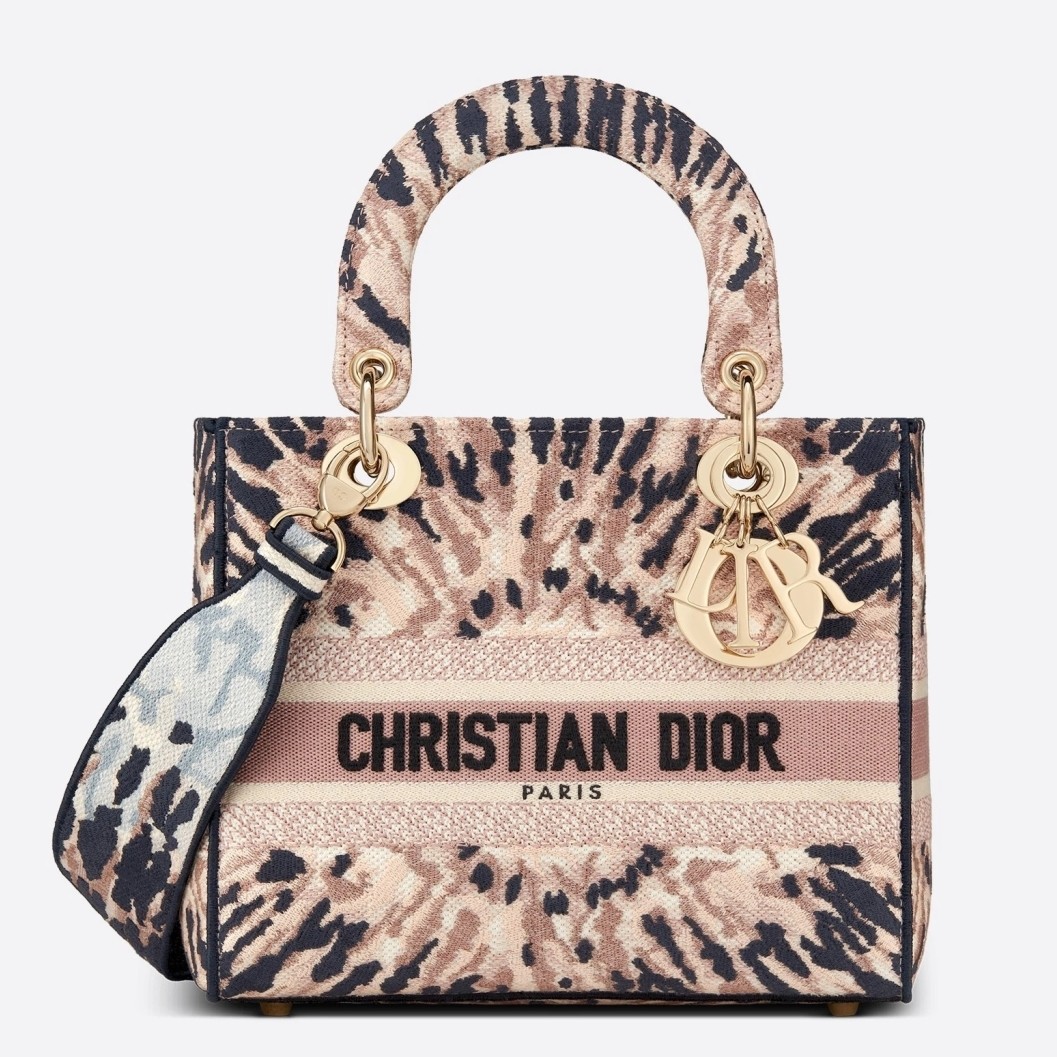 D*or medium lady d-lite bag in multicolor tie embroidery