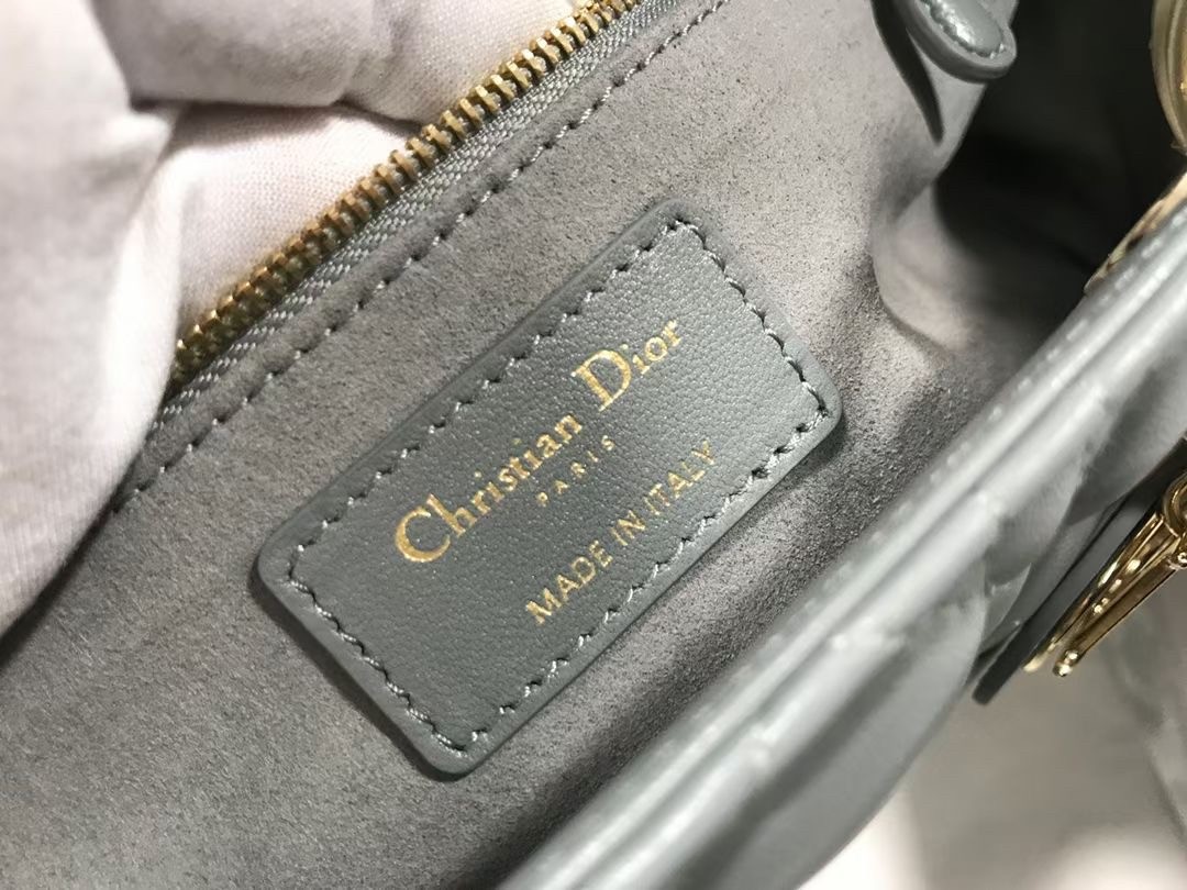 D*or large lady D*or bag in grey cannage lambskin