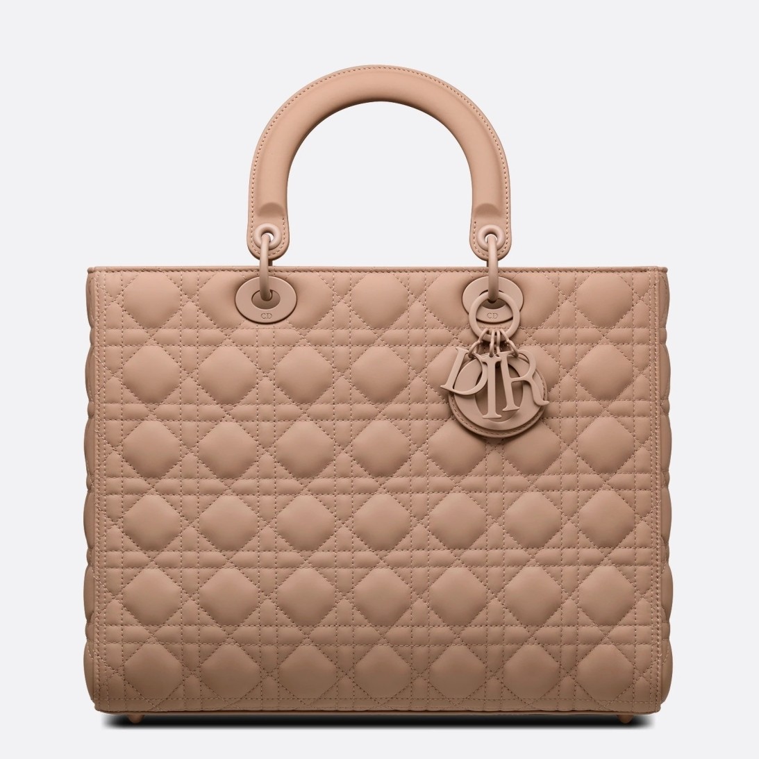 D*or large lady D*or bag in blush ultramatte calfskin