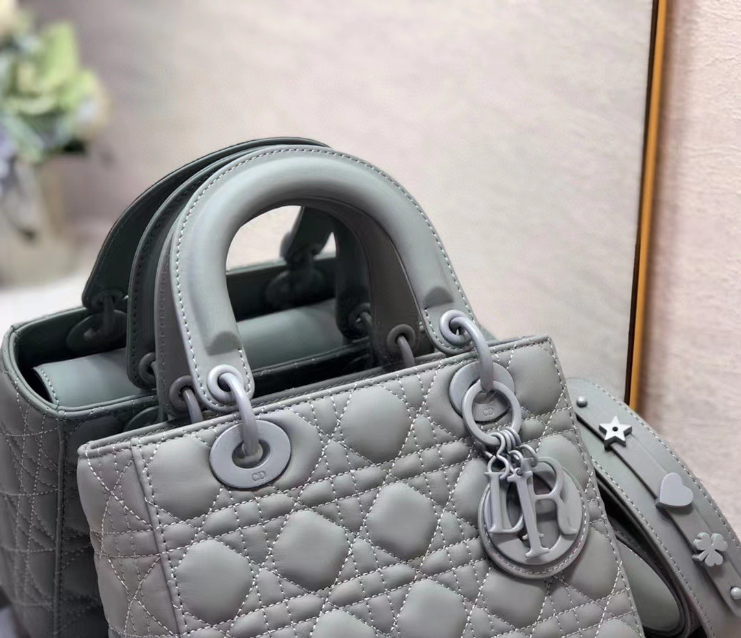 D*or lady D*or my abcD*or bag in grey ultramatte calfskin
