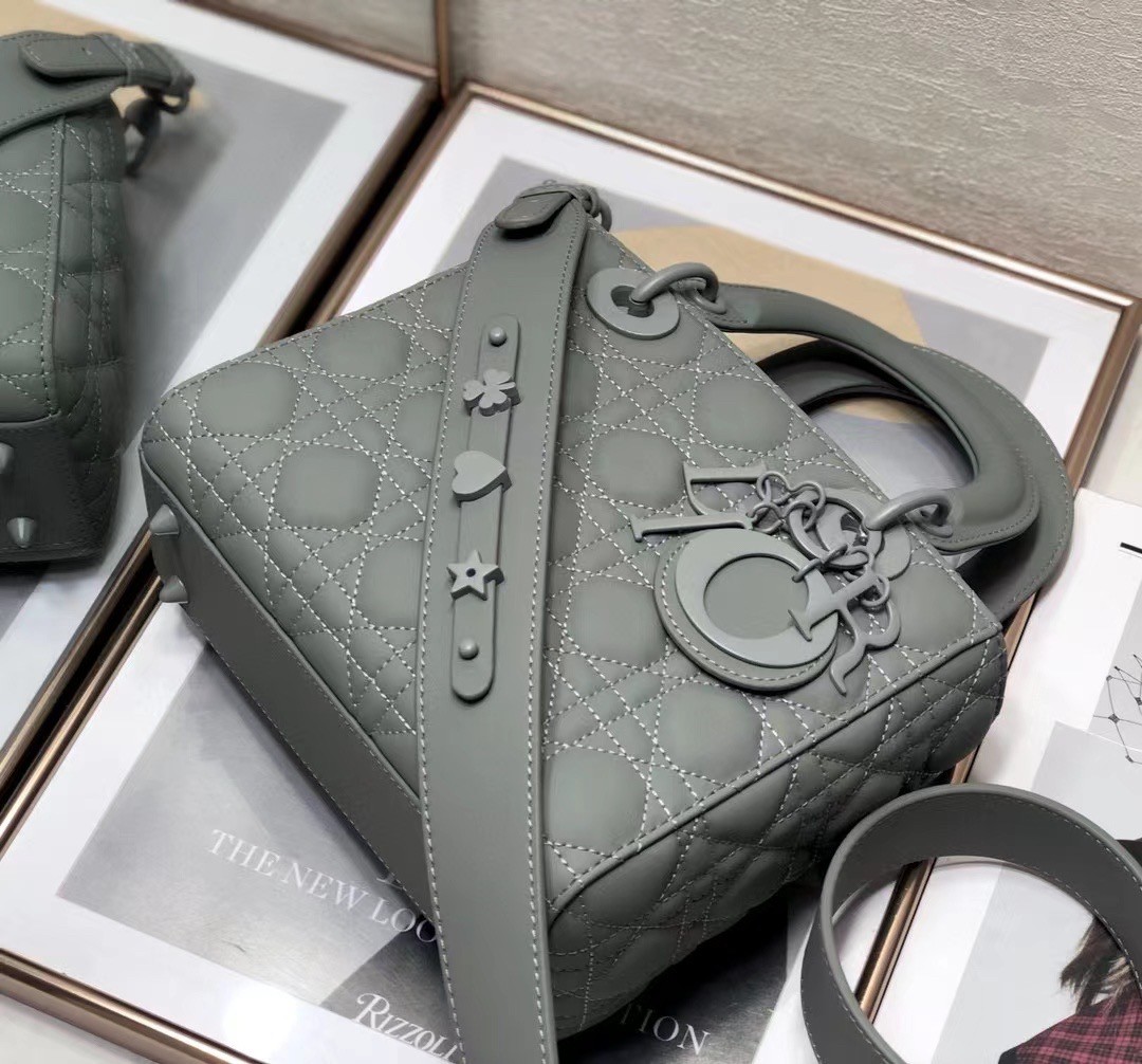 D*or lady D*or my abcD*or bag in grey ultramatte calfskin