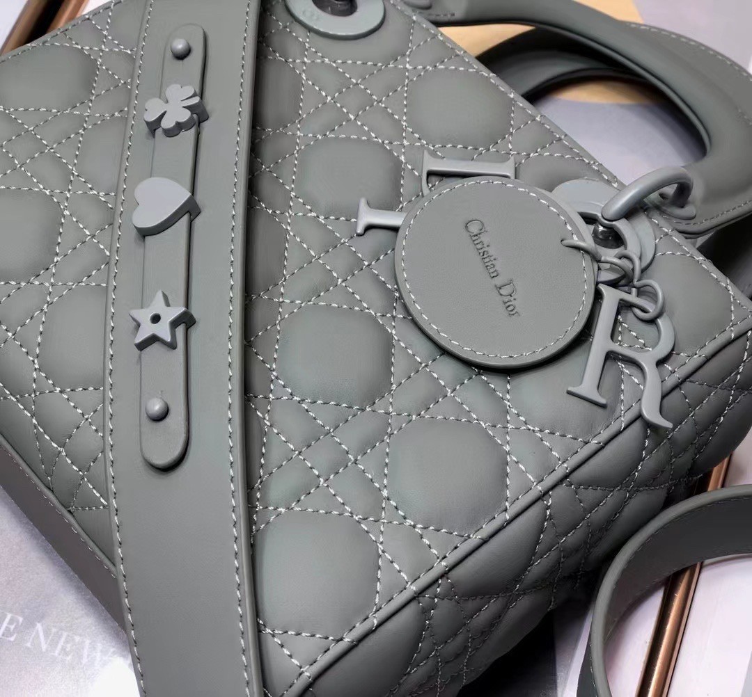 D*or lady D*or my abcD*or bag in grey ultramatte calfskin