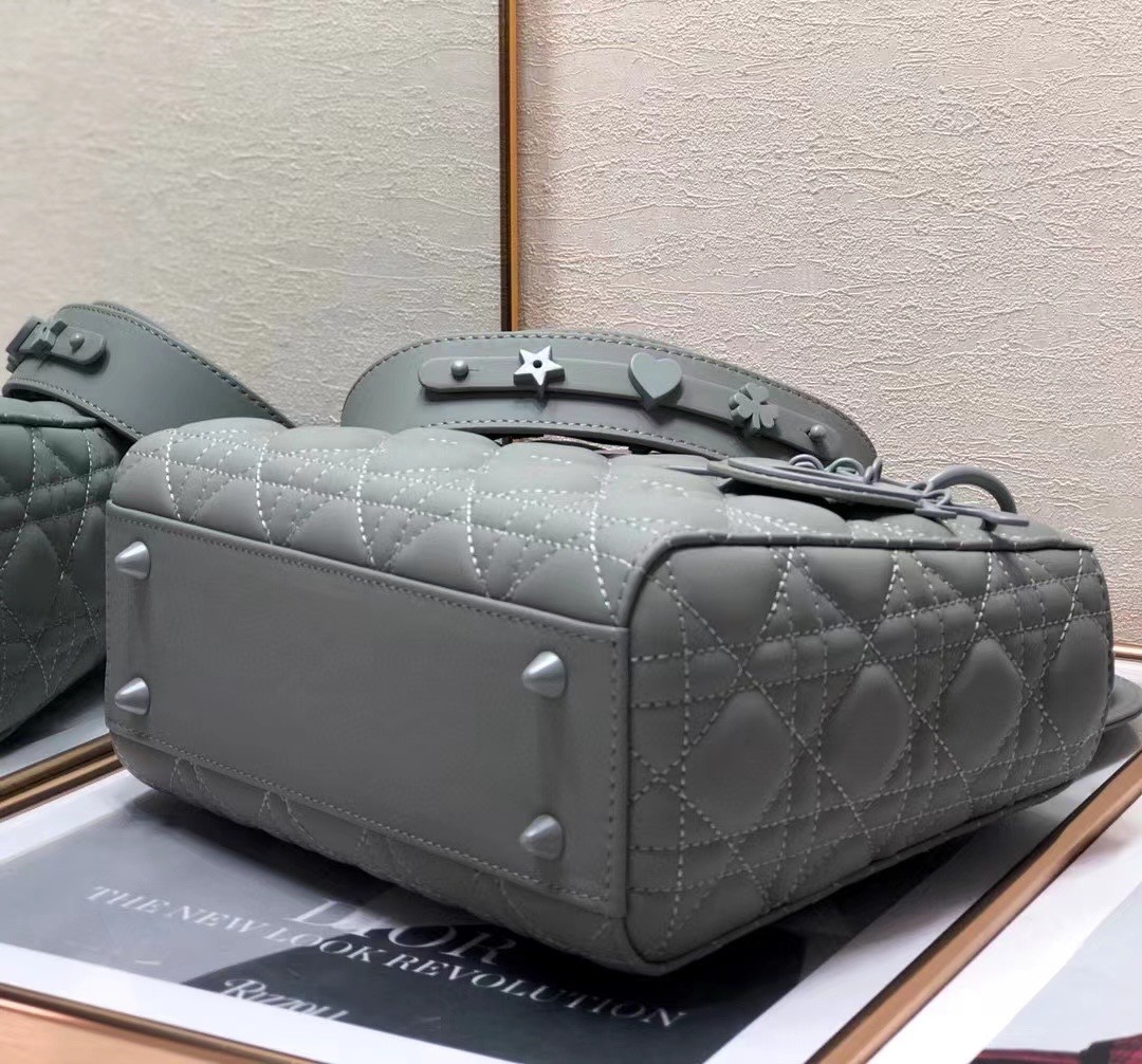 D*or lady D*or my abcD*or bag in grey ultramatte calfskin