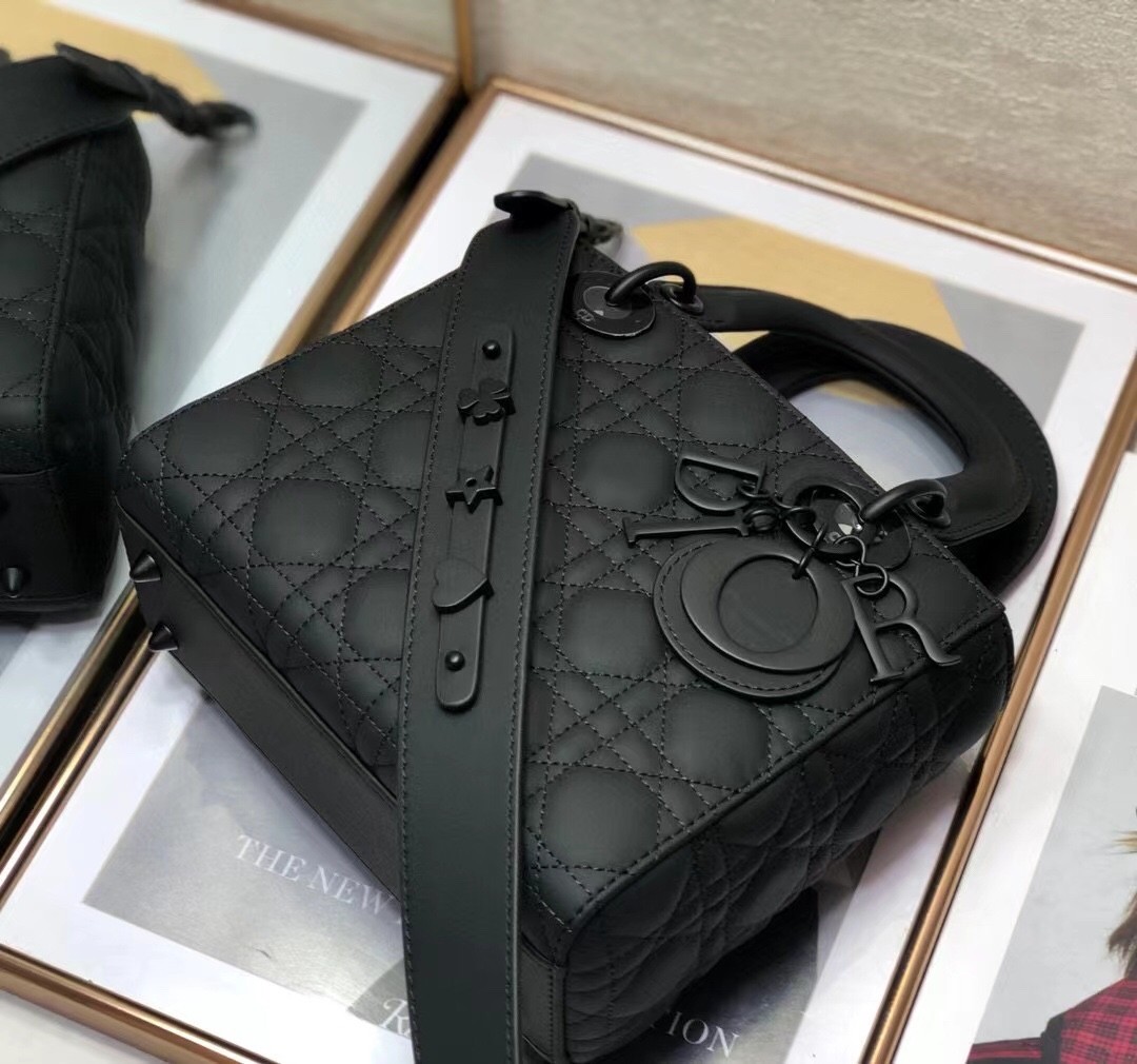 D*or lady D*or my abcD*or bag in black ultra matte calfskin