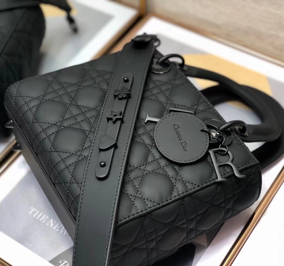 D*or lady D*or my abcD*or bag in black ultra matte calfskin