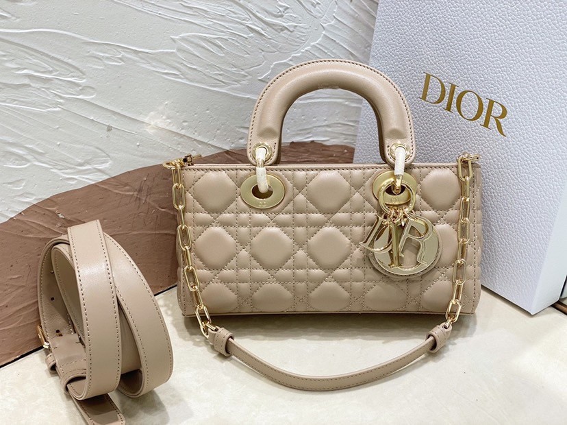 D*or lady d-joy small bag in hazelnut cannage lambskin