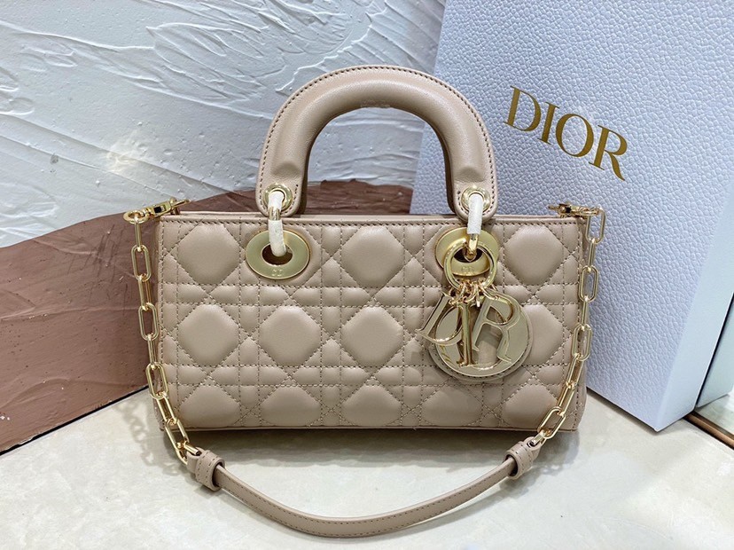 D*or lady d-joy small bag in hazelnut cannage lambskin