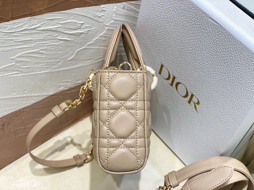 D*or lady d-joy small bag in hazelnut cannage lambskin