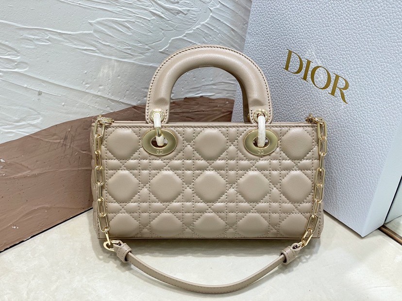 D*or lady d-joy small bag in hazelnut cannage lambskin
