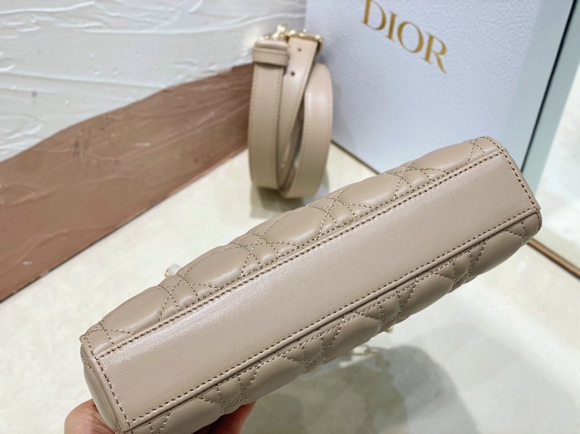 D*or lady d-joy small bag in hazelnut cannage lambskin