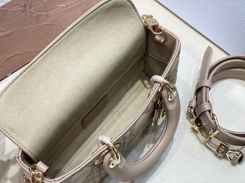 D*or lady d-joy small bag in hazelnut cannage lambskin