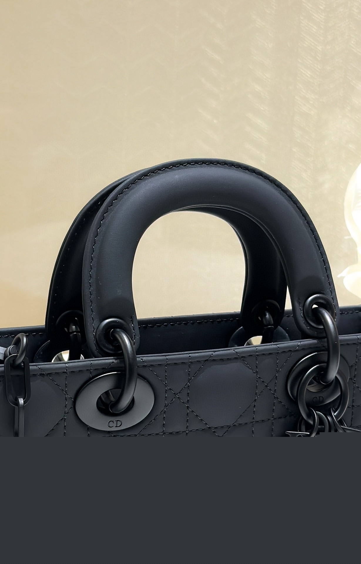 D*or lady d-joy small bag in black ultramatte calfskin