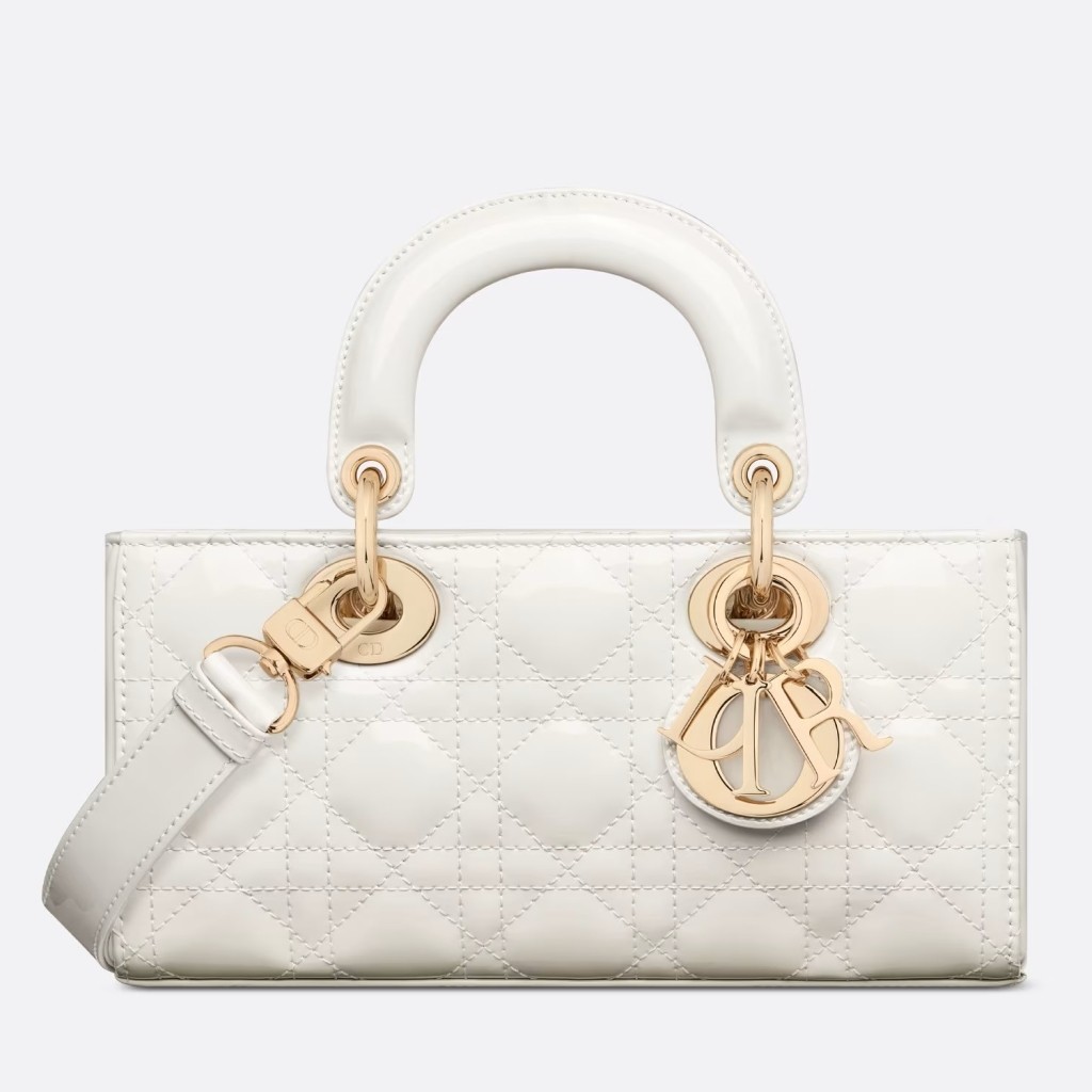 D*or lady d-joy small bag in white patent calfskin