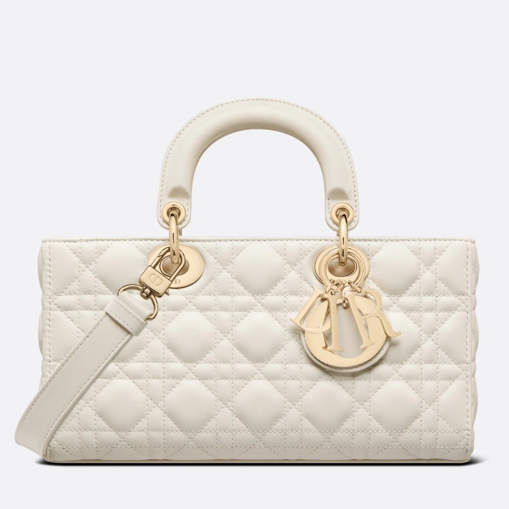 D*or lady d-joy bag in white cannage lambskin