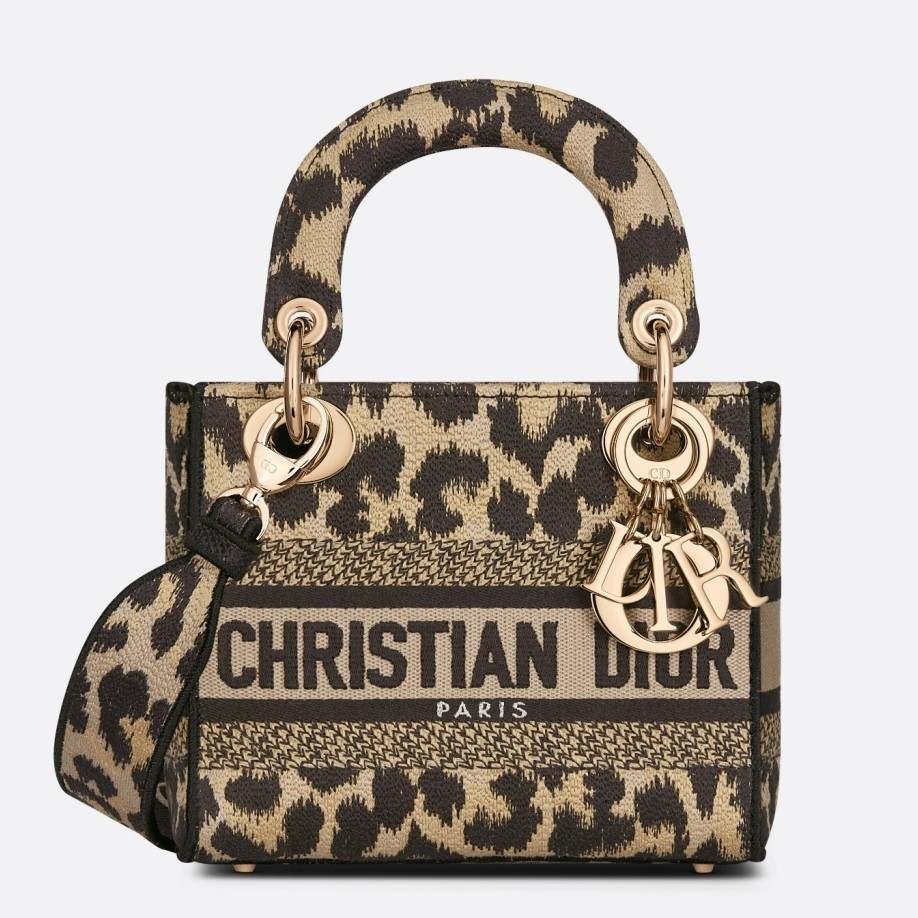 D*or mini lady d-lite bag in beige multicolor mizza embroidery
