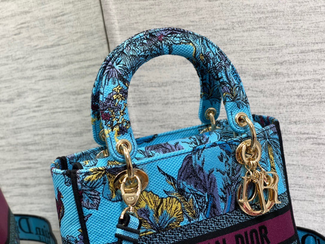 D*or lady d-lite medium bag in multicolor toile de jouy voyage embroidery