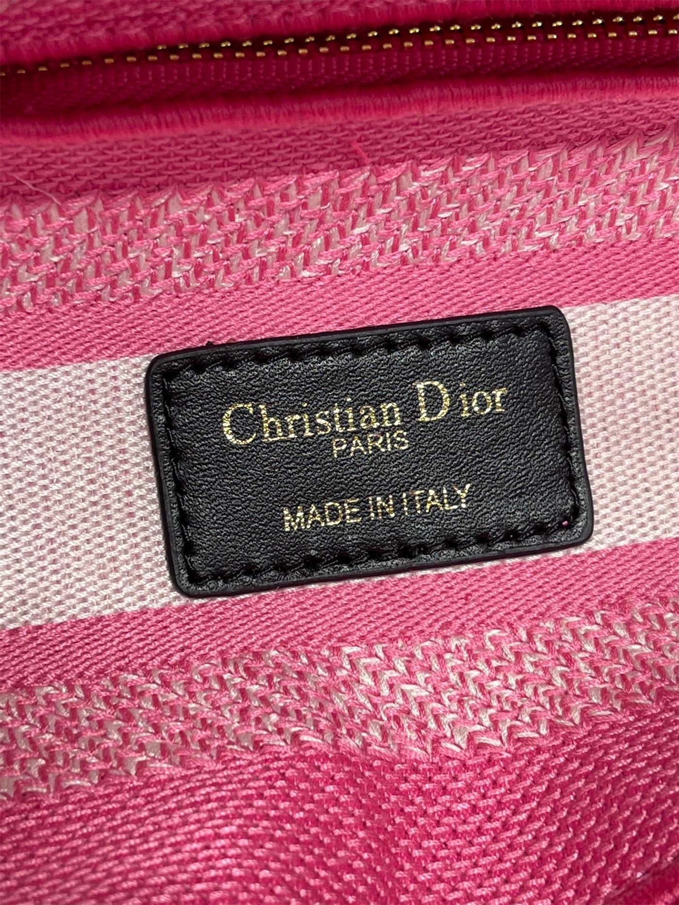 D*or medium lady d-lite bag in fluorescent pink toile de jouy reverse embroidery