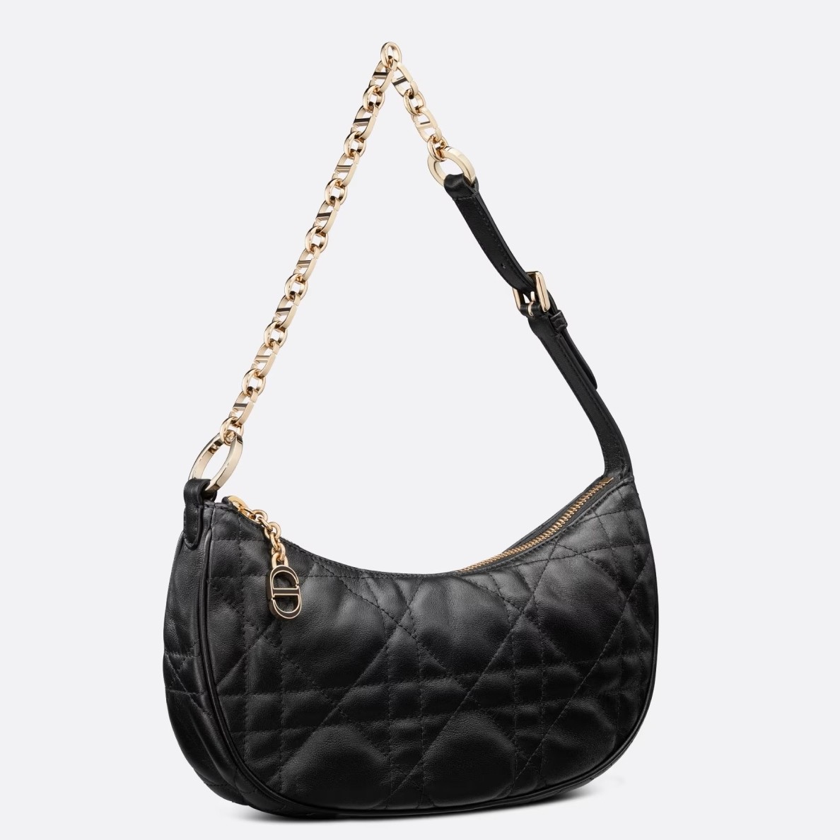D*or cd lounge bag in black macrocannage lambskin