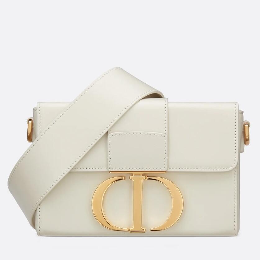 D*or 30 montaigne box bag in white box calfskin