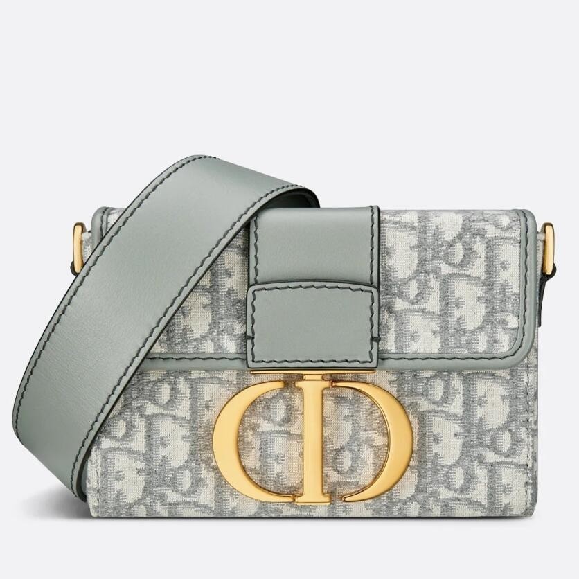 D*or 30 montaigne box bag in gray D*or oblique jacquard