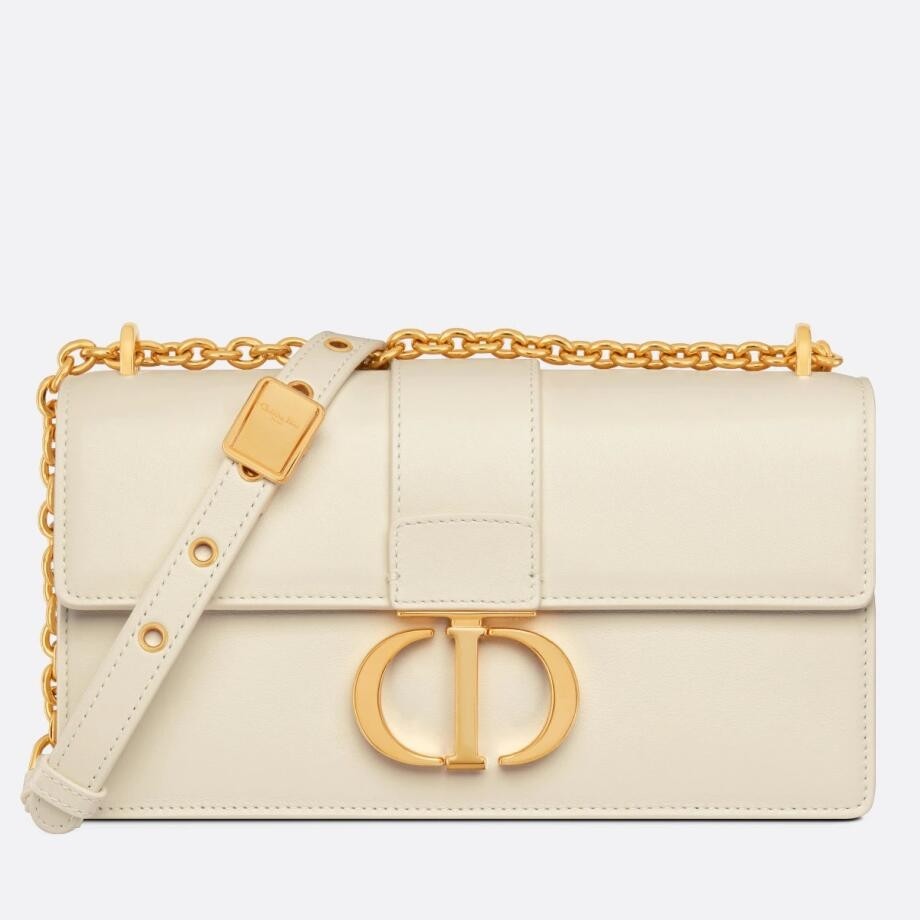 D*or 30 montaigne east-west bag with chain in white calfskin