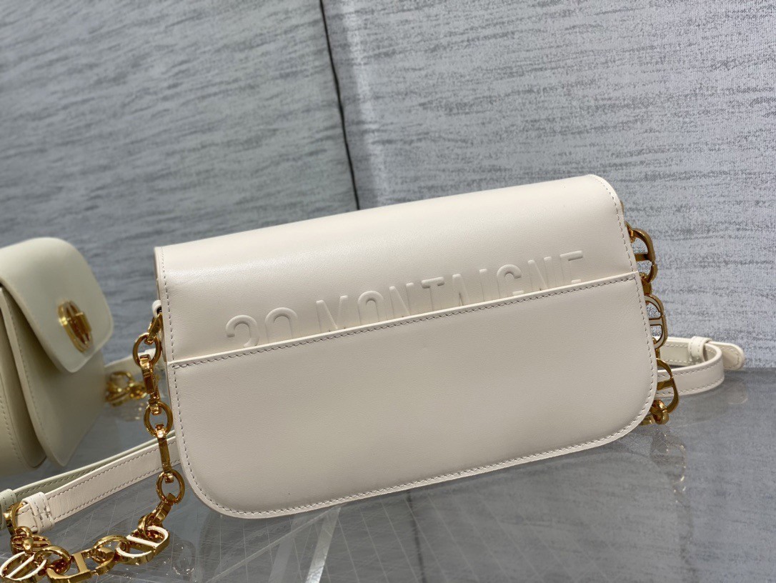 D*or 30 montaigne avenue bag in white box calfskin