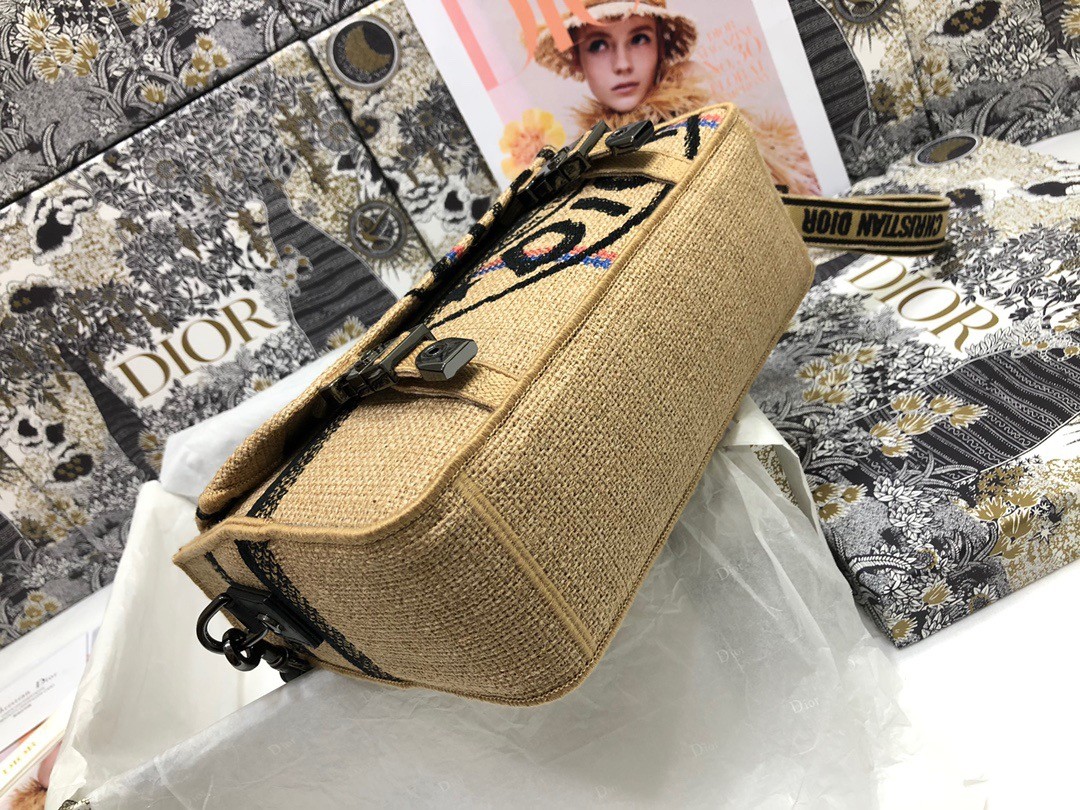 D*or D*orcamp small bag in beige jute canvas with D*or union motif