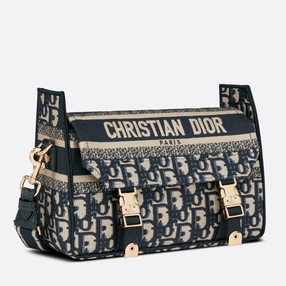 D*or D*orcamp small messenger bag in blue oblique embroidery
