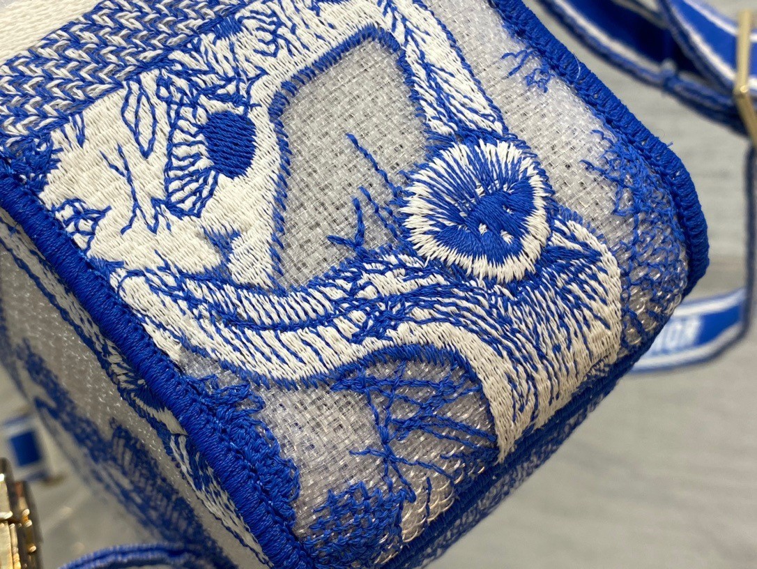 D*or small D*orcamp bag in blue transparent toile de jouy canvas