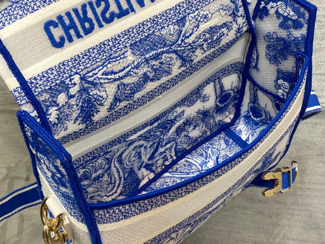 D*or small D*orcamp bag in blue transparent toile de jouy canvas