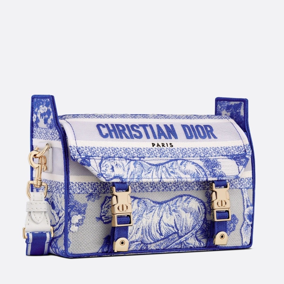 D*or small D*orcamp bag in blue transparent toile de jouy canvas