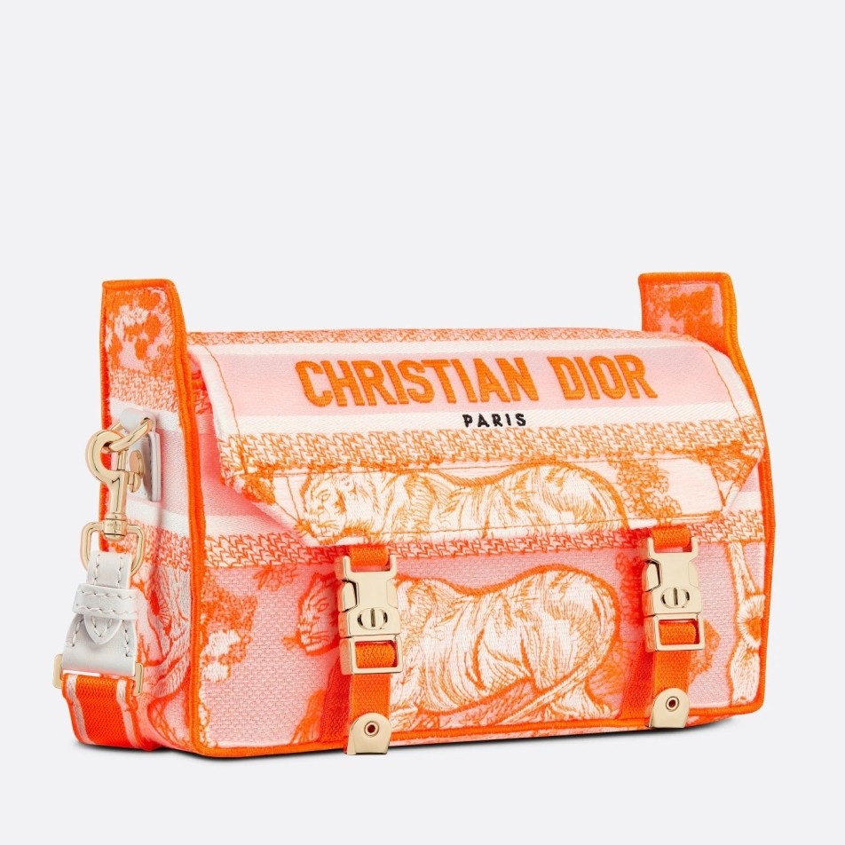 D*or small D*orcamp bag in orange transparent toile de jouy canvas