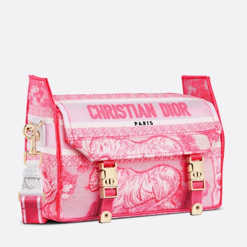 D*or small D*orcamp bag in pink transparent toile de jouy canvas