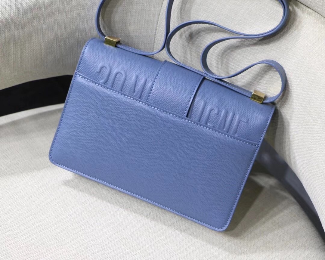 D*or 30 montaigne bag in denim blue grained calfskin