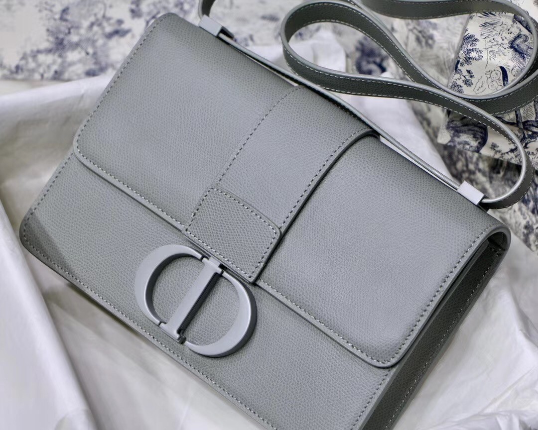 D*or 30 montaigne bag in grey ultra matte grained calfskin