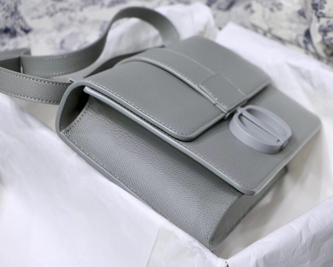 D*or 30 montaigne bag in grey ultra matte grained calfskin