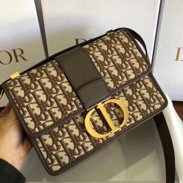 D*or 30 montaigne bag in brown oblique jacquard canvas