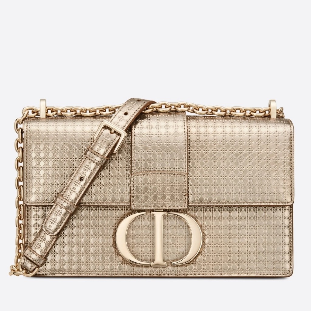 D*or 30 montaigne chain bag in metallic gold calfskin
