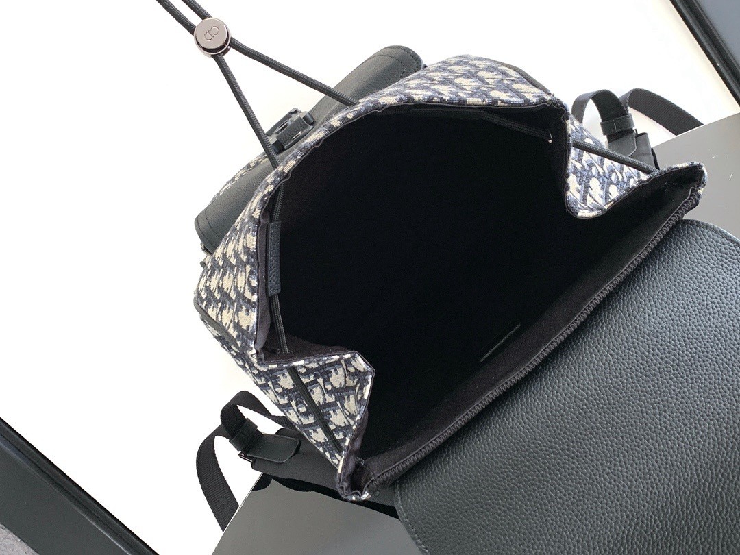 D*or saddle backpack with flap in beige oblique jacquard