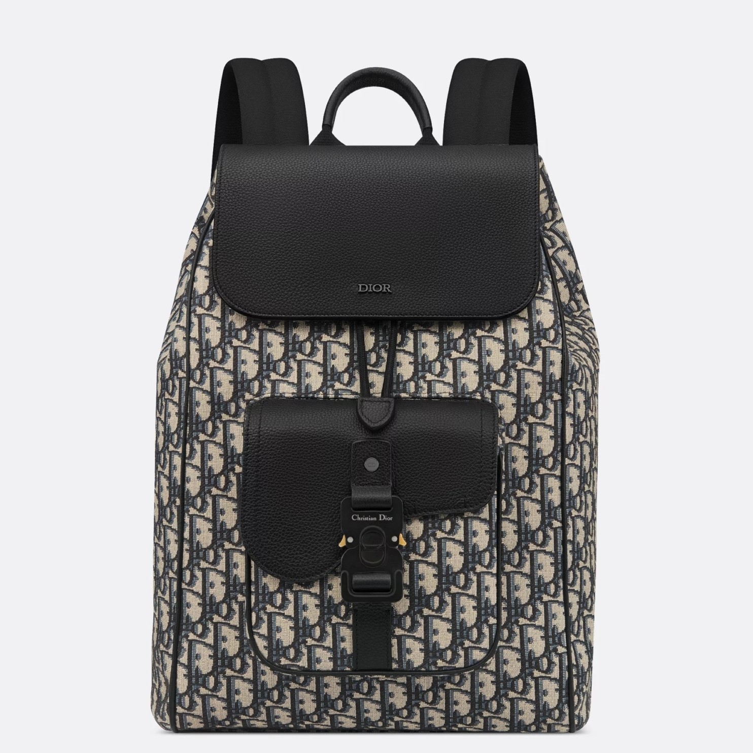 D*or saddle backpack with flap in beige oblique jacquard