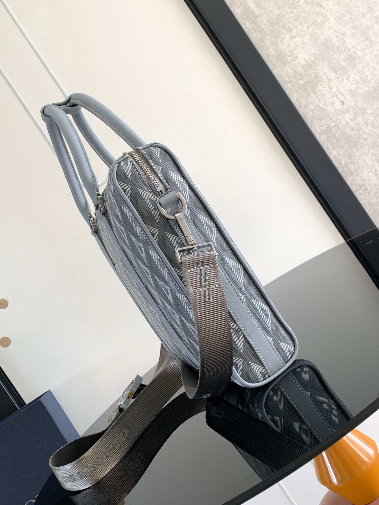 d*or lingot briefcase in grey cd Di*m*nd canvas