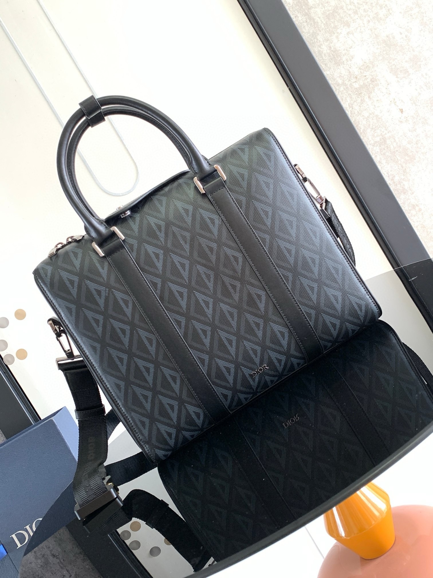 d*or lingot briefcase in black cd Di*m*nd canvas