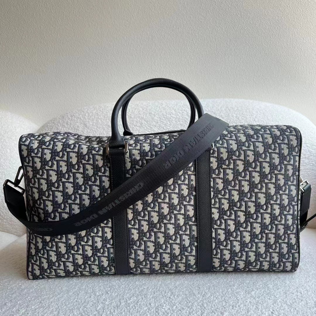 D*or lingot 50 duffle bag in black oblique jacquard