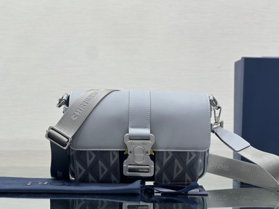 d*or hit the road messenger bag in gray cd Di*m*nd canvas