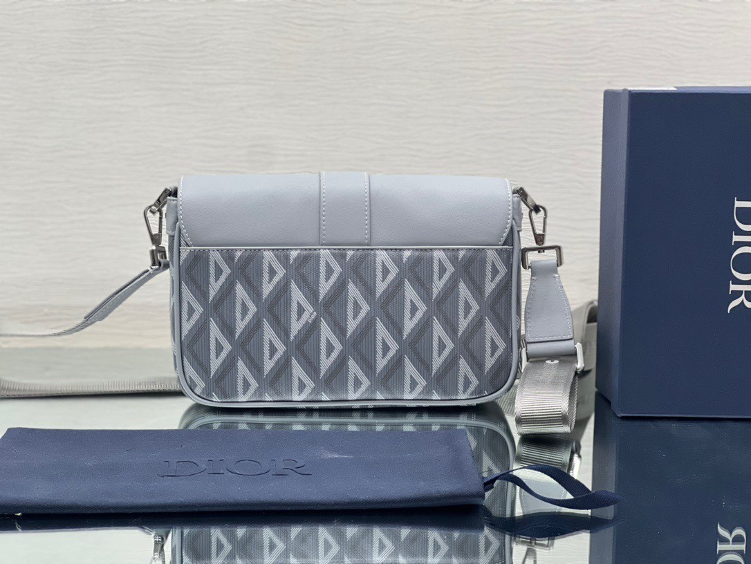 d*or hit the road messenger bag in gray cd Di*m*nd canvas