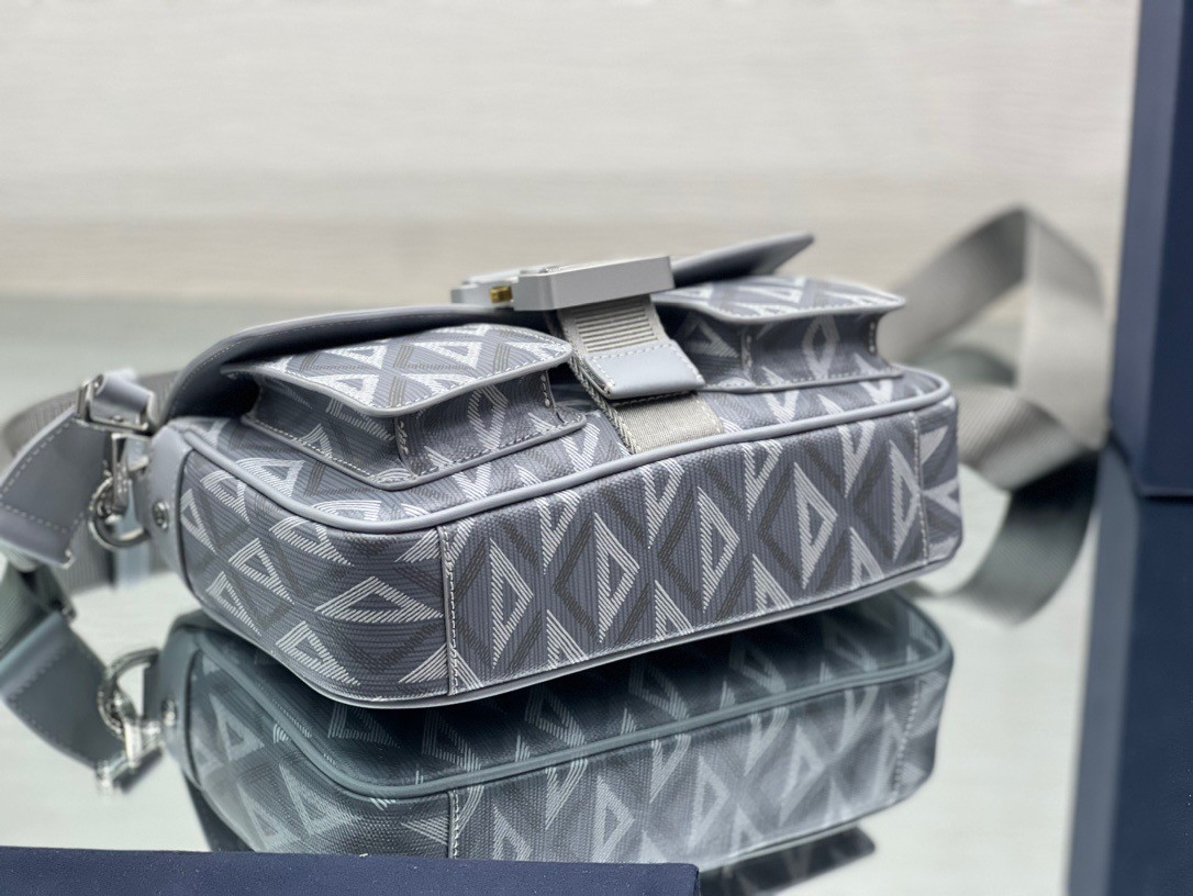 d*or hit the road messenger bag in gray cd Di*m*nd canvas
